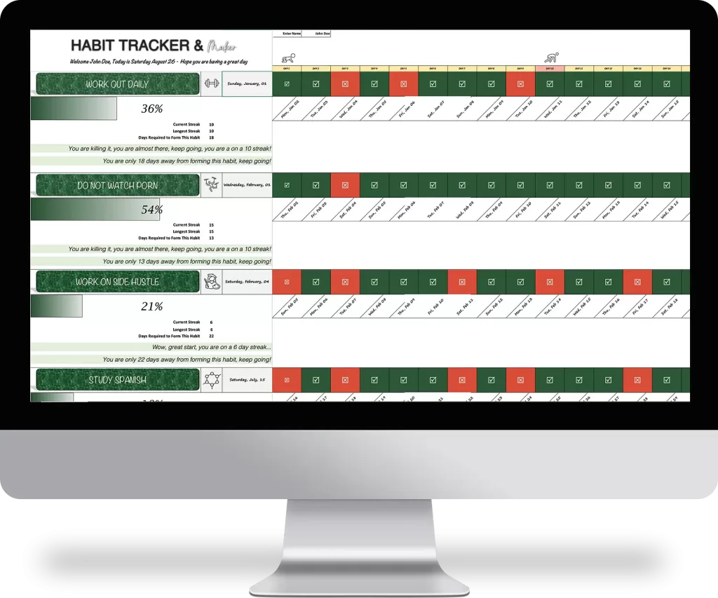 Epic Habit Tracker with Progress Streak highlights