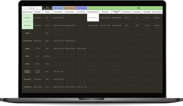 Job Tracking Spreadsheet - Macbook2