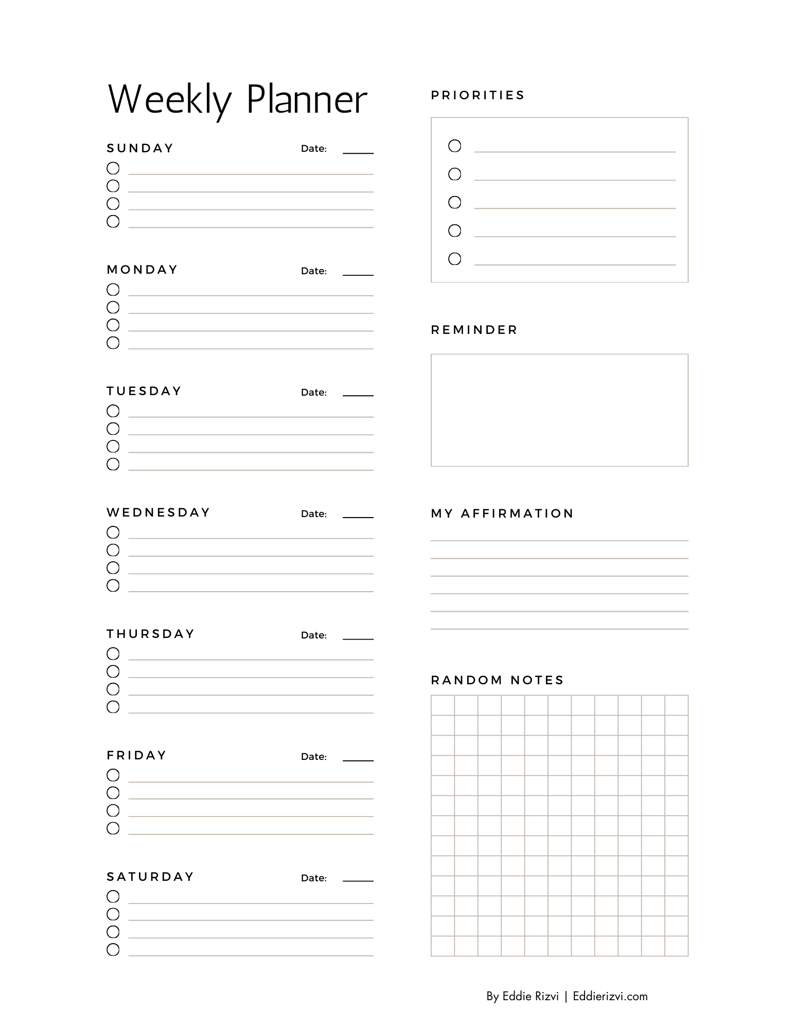 017 - Simple Weekly Planner v2