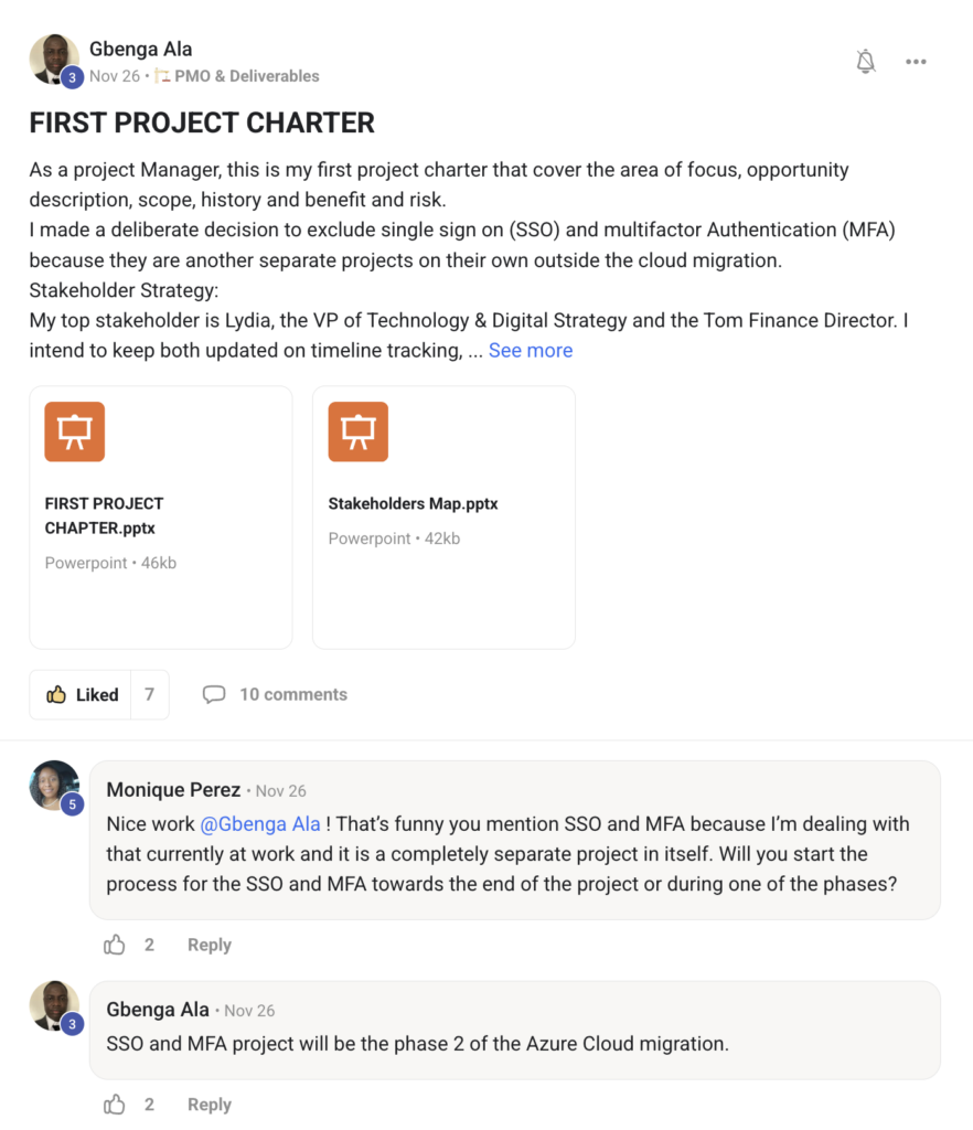 Project Charter Reflection